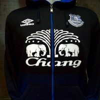 Jual JAKET HOODIE SWEATER BASEBALL BOLA EVERTON HITAM BIRU Murah