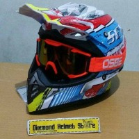 Paket Helm cross JPX Seven Days White Goggle OSBE Red Fluo Rainbow Len