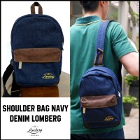 Jual Tas Backpack Punggung Single Shoulder SlingBag Pria Denim Navy Lomberg Murah