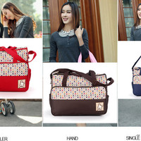 259 Tas Perlengkapan Bayi POLKADOT Travelling Bag 5 IN 1 Multifungsi