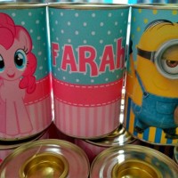 Jual Souvenir Ulang tahun Celengan KALENG BUKA TUTUP ( custom) Murah