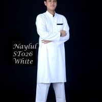 Gamis Jubah Stelan Muslim Pria Naylul ST026 Warna Putih - Baju Koko