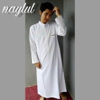 Gamis Jubah Muslim Pria Naylul JB021 Warna Putih - Baju Koko