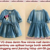 baju anak perempuan denim minnie mouse gaun dress anak kecil
