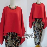 Jual Setelan Kebaya Kutu Baru Batwing Red Murah
