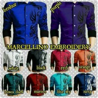 Jual Marcelino Biru White maroon black Kemeja Pria model terbaru slim fit Murah