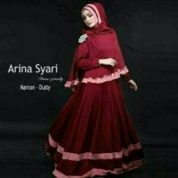 BAJU BUSANA MUSLIM GAMIS SYARI WANITA ARINA SYARI SET MAROON DUSTY