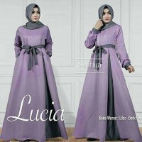 Baju Atasan Muslim Gamis Murah Lucia Dres Lilac-Darkgrey