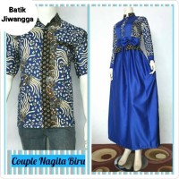 Jual Cantiknya Baju Couple Gamis Batik Jiwangga dan Kemeja Nagita Biru Murah