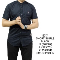 Jual baju kemeja pria hitam polos slimfit lengan pendek kemeja kantor kerja Murah