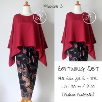 Jual Setelan Kebaya Kutu Baru Batwing Maroon Murah
