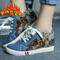 Jual SENDAL / WEDGES / SEPATU SNEAKERS KETS CANVAS PANDA BIRU MUDA Murah