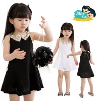 Jual dress/baju pesta putih/hitam emas anak perempuan import starkids Murah