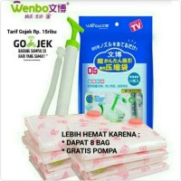 Jual VAKUM BAG VACUUM BAG ISI 8 PCS GRATIS FREE POMPA MANUAL Murah