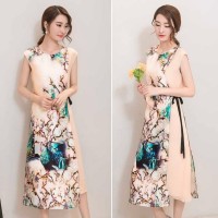 Jual Long Dress Wanita Baju Pesta Korea Import Chiffon Organza Kekinian 669 Murah
