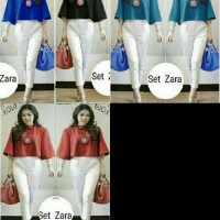 setelan celana putih baju atasan wanita model korea gaya unik kekinian
