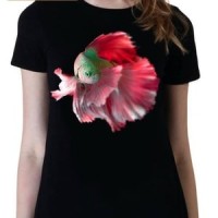 t shirt kaos 3d keren ikan cupang hitam distro terbaru murah