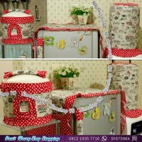 Jual Sarung Galon, Cover Kulkas, Magic com motiaf Coffee Time Murah