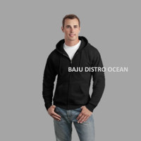 Jual Jaket Hoodie Zipper Polos Hitam Kualitas Distro Murah