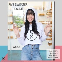 Jual FIVE SWEATER HOODIE PUTIH crop halus adem kupluk Murah