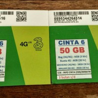 Jual Perdana Three Cinta 6 50 GB Murah