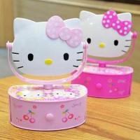 Jual Kotak perhiasan hello kitty + cermin + musik bisa muter kepala kitty Murah