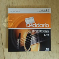 Jual Senar Gitar Akustik D'Addario EJ10 (0.10) Extra Light Gauge Murah