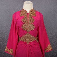 Kaftan Bordir Dakope All Size Gamis Kaftan Sifon Modern Warna Pink