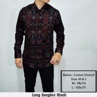 Jual Kemeja Long Songket Black Murah