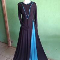 Jual baju gamis luxury jersey super bahan tebal warna hitam Murah