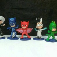 Figur Pj Mask Set Isi 5 Pc Char Mainan Anak Hiasan Kue Ulang Tahun