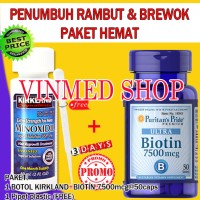 Jual Kirkland Minoxidil+Biotin 7500mcg @50caps Paket Hemat Murah