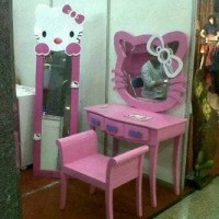 Jual Meja Rias Hello Kitty Kaca Tempat Make Up Cermin Perlengkapan Anak Murah