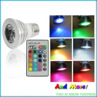 Jual Bohlam lampu LED RGB dengan Remot Kontrol - Silver i1515 Murah