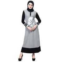 Baju Muslim Wanita - Gamis - Warna Abu-Hitam