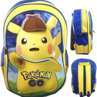 Jual TAS RANSEL SEKOLAH ANAK SD POKEMON GO PIKACHU TOPI 3D TIMBUL - BEST Murah
