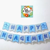Jual BUNTING FLAG BIRU HAPPY ENGAGEMENT /BIRTHDAY / ANNIVERSARY /KHITBAH Murah