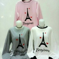 Jual blouse sweater bonjour kaos tebal ld 100 fit to XL Murah