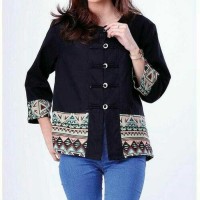 baju atasan wanita terbaru-kemeja blouse hitam batik cantik murah gf