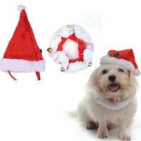 Jual NEW 1set Topi dan syal Santa anjing kucing baju hewan christmas natal Murah