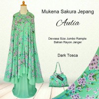 Jual Mukena Bali SAKURA JEPANG Aulia Katun Rayon Jumbo Rempel Dark Toska Murah