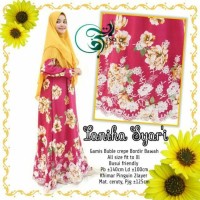 Jual lanika syari red gamis bordir bubble crepe busui khimar pinguin Murah