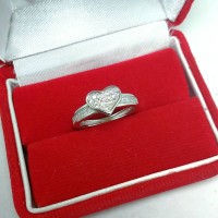 PERHIASAN CINCIN LOVE PERAK SILVER 925 LAPIS EMAS PUTIH