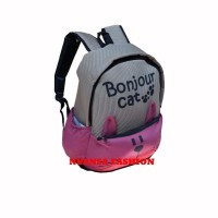 Jual Jual Tas Ransel Laptop Bonjour Cat Pink Kualitas Bagus Murah