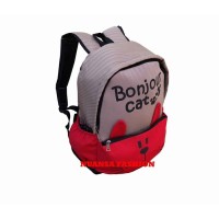 Jual Jual Bapckpak Tas Ransel Laptop Bonjour Cat RED Kualitas Bagus Murah