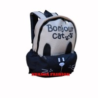 Jual Jual Tas Ransel Laptop Bonjour Cat Black Kualitas Bagus Murah