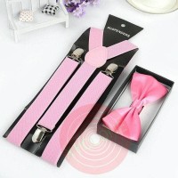 Jual suspender dasi kupu kupu dewasa atau anak warna pink paket hemat Murah