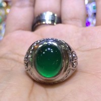 Jual Cincin Titanium Tanam Batu Hijau Garut Size Kantoran HQ Murah