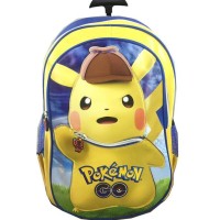 Jual TAS TROLEY SEKOLAH ANAK SD POKEMON GO PIKACHU TOPI 3D TIMBUL - BEST Murah
