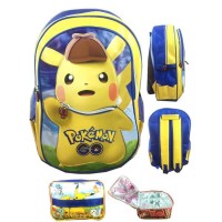 Jual TAS RANSEL SEKOLAH ANAK SD POKEMON GO PIKACHU TOPI 3D TIMBUL LB - Murah